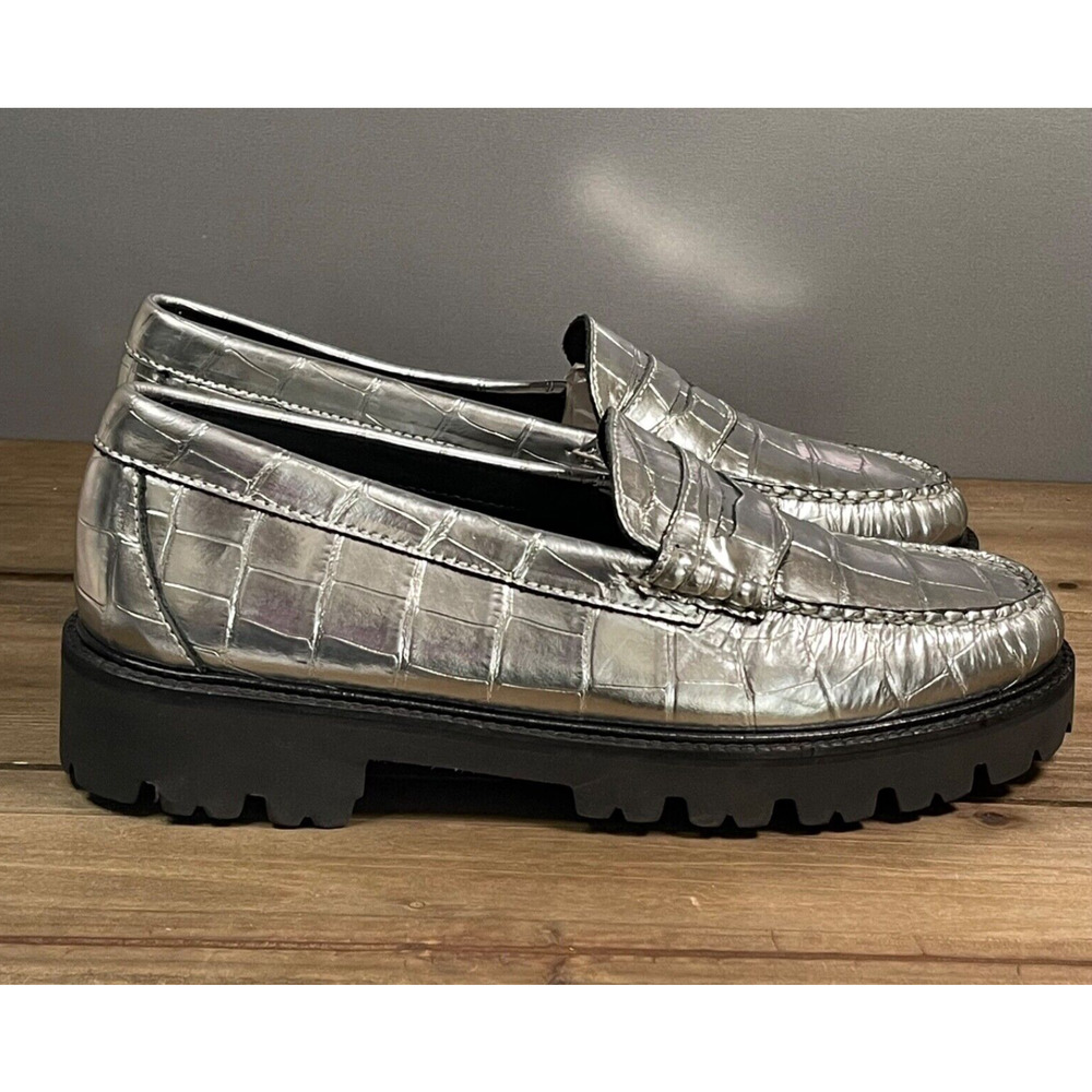G.H. Bass Weejuns Women's Whitney Super Lug Loafer Size 9.5 Silver Metallic